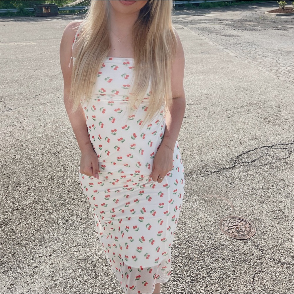 fitted cherry dress